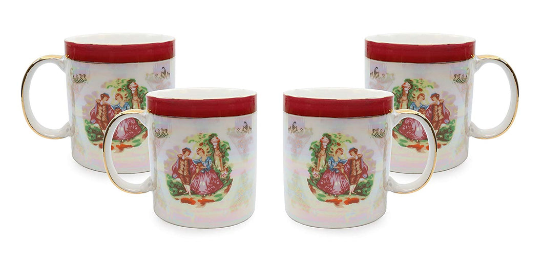 Royalty Porcelain Tea Cup/Mug, 24K Gold Czech Porcelain (4, Red Vintage)