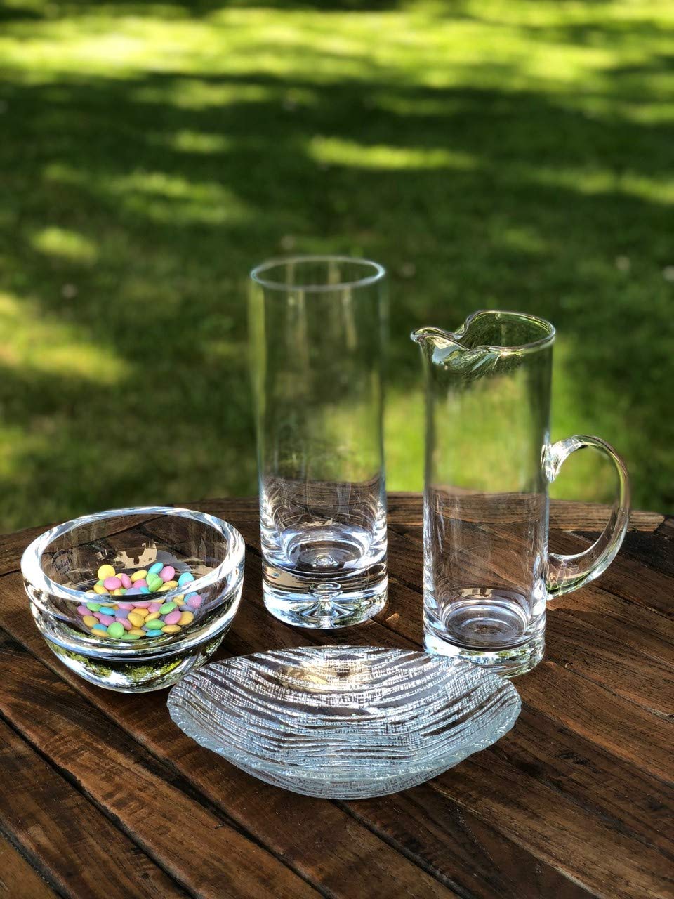 (D) Handcrafted 'Galaxy' Crystal Glass Decorative Cylinder Flower Vase 10.5" H