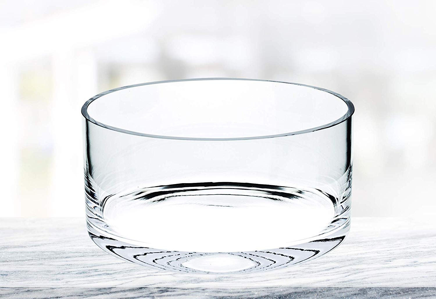 (D) Handcrafted 'Manhattan' Lead Free Crystal Cylinder Serving Bowl 5.5"D