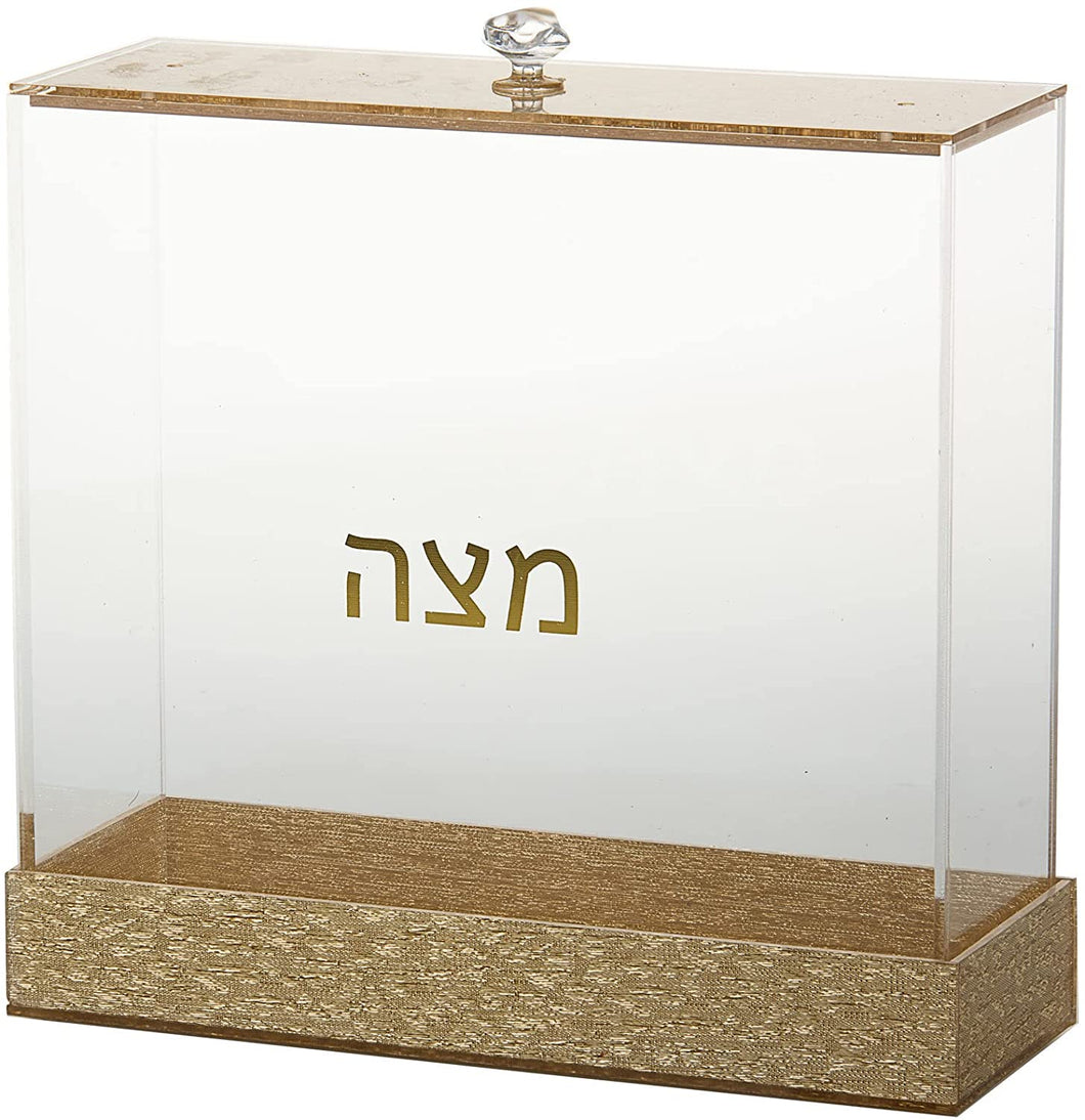 (D) Judaica Matzah Holder For Pesach Seder Hebrew Letters 8.25 H (Gold)