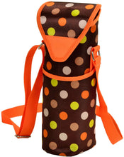 (D) Single Bottle Cooler Tote, Picnic Backpack Bag for Outdoor (Brown Dots)