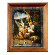 (D) Authentic Holy Land Nativity of Christ Icon: 6 1/4"x5 1/4" with Glass & Stone Detailing Christian Religious Home Decor
