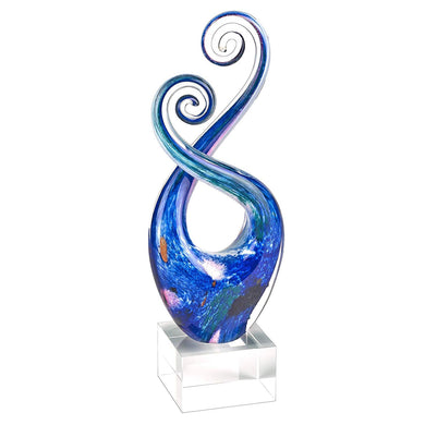 (D) Handcrafted Murano Art Glass Monet Blue Swirl Spectrum Figurine 10