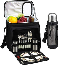 (D) 2-Person Picnic Backpack Bag, Equipped Cooler with Coffee Service