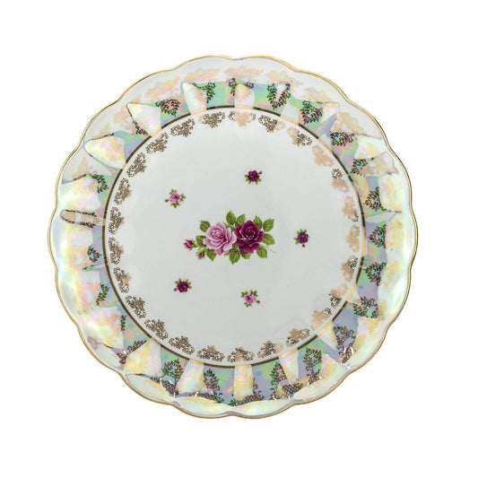 Royalty Porcelain Round Serving Platter, Vintage Roses 24K Gold (16R)