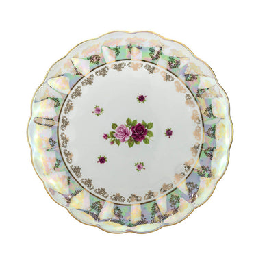 Royalty Porcelain Round Serving Platter, Vintage Roses 24K Gold (16R)