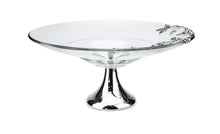 Denizli Medieval Round Fruit Bowl/Cake Stand, Crystal Glass With Metal Pattern