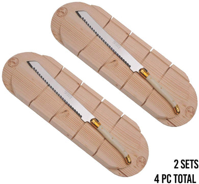 (D) French Bread Miter Bread Board Laguiole Wooden Cutting Bread Kit 2 PACK