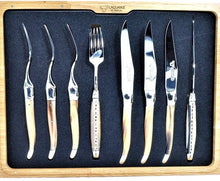 (D) Laguiole 8-Piece Set with 4 Handcrafted Steak Cutlery Set and 4 Forks (Solid Horn)