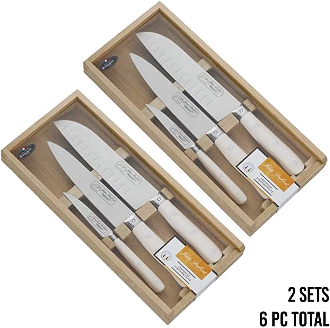 (D) Laguiole Chef Knife Set Hand Made French Paring Knife Vintage 2 PACK (White)