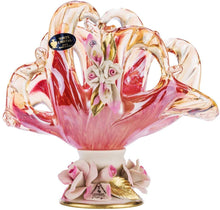 Premium Italian Collection Murano Glass Napkin Holder 24K Gold (Pink)
