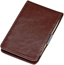 (D) Brown Leather Billfold Style Case with Money Clip, Card Holder for Men