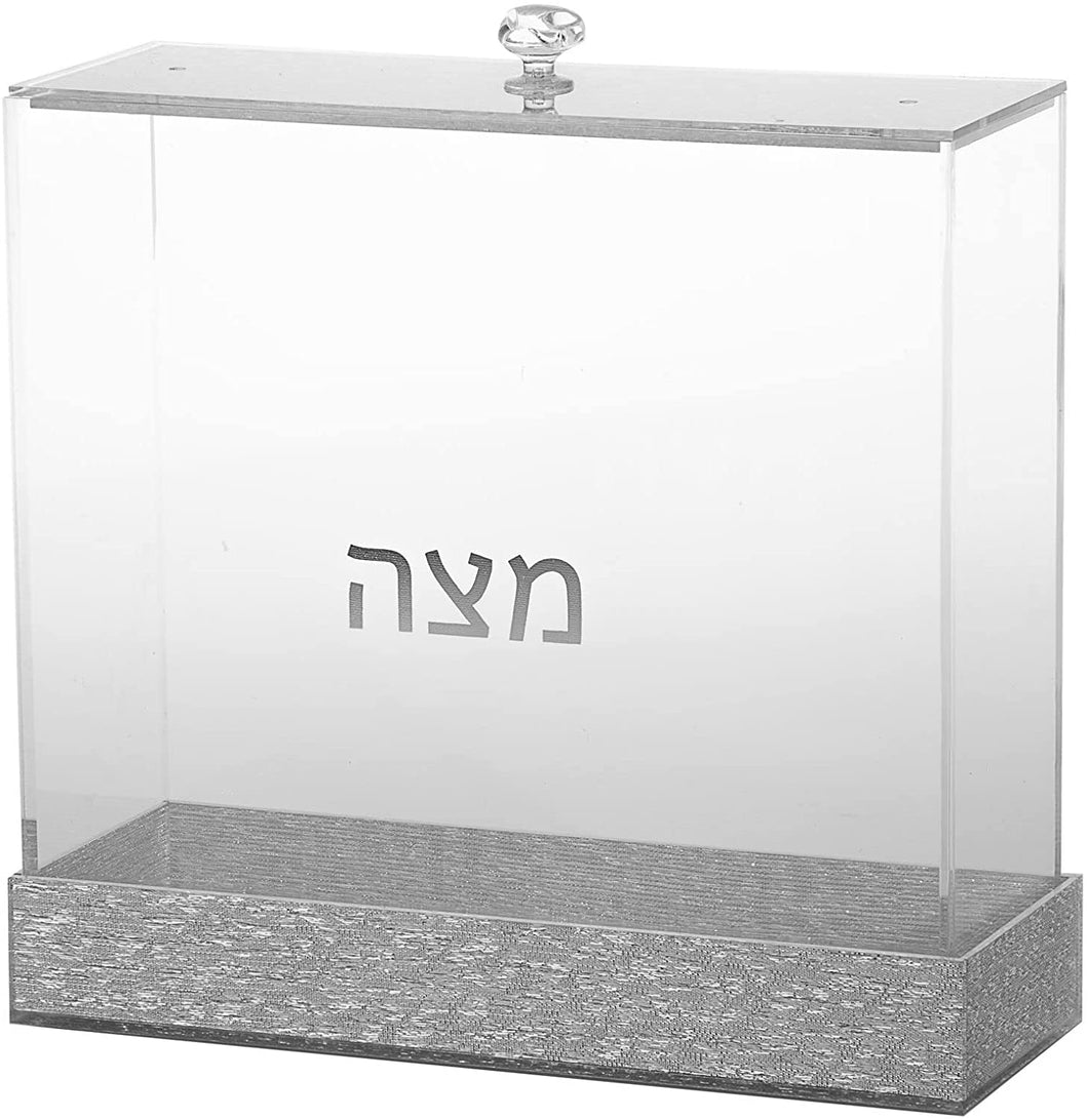 (D) Judaica Matzah Holder For Pesach Seder Hebrew Letters 8.25 H (Silver)