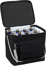 (D) Beverage and Food Cooler, Picnic Backpack Bag with Corkscrew (Black)