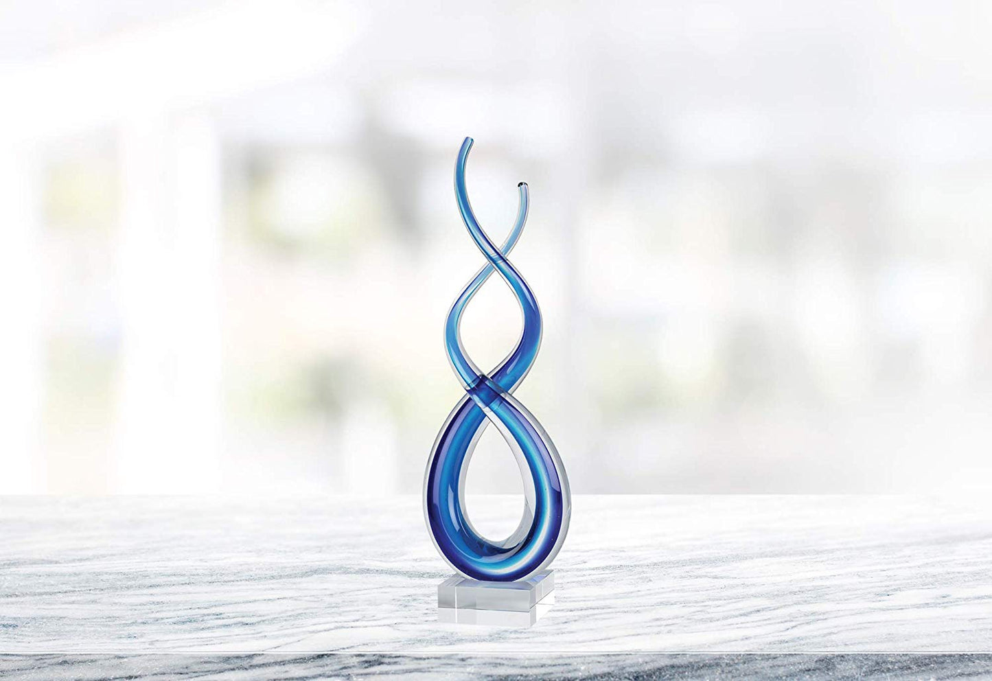 (D) Handcrafted Murano Art Glass Deep Blue Sea Spectrum Figurine 10" on Base