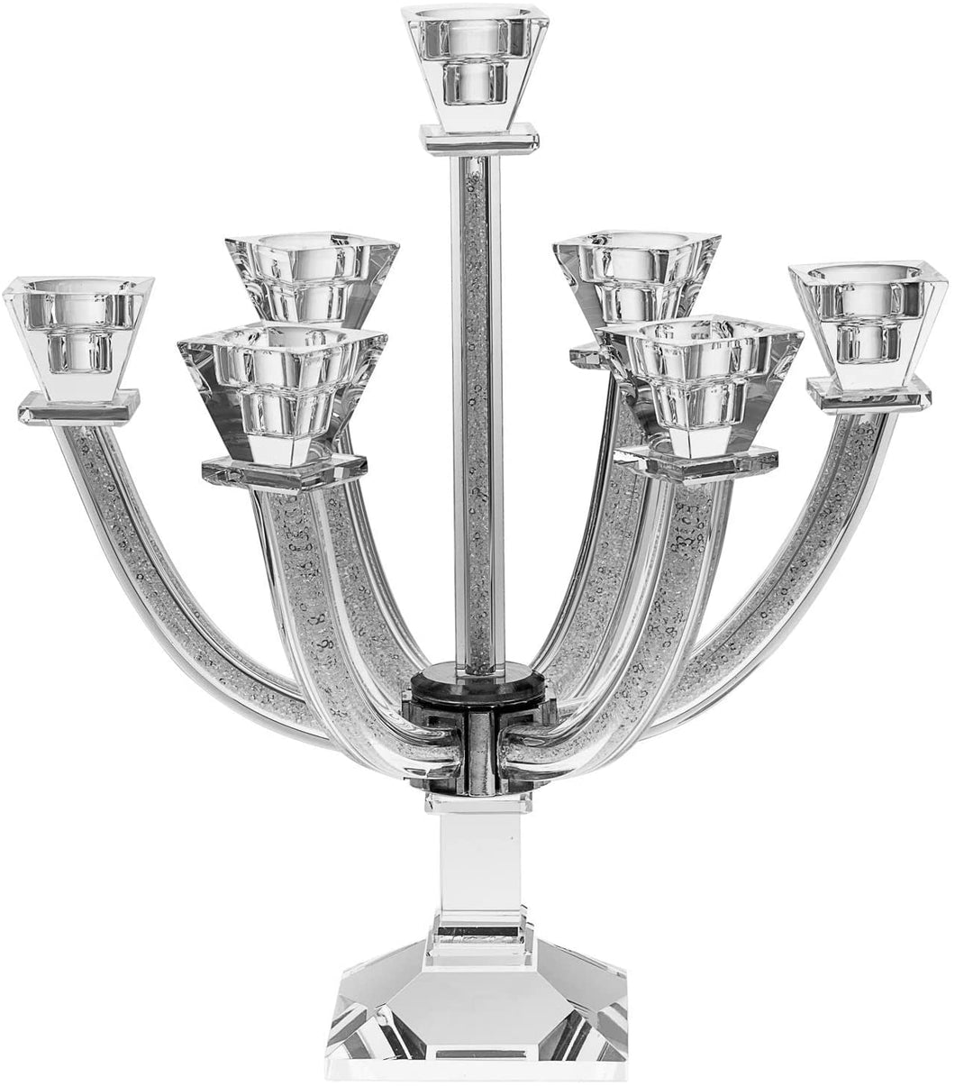 (D) Candelabra Crystal with Stones 7 Branches, Judaica Candle Holders