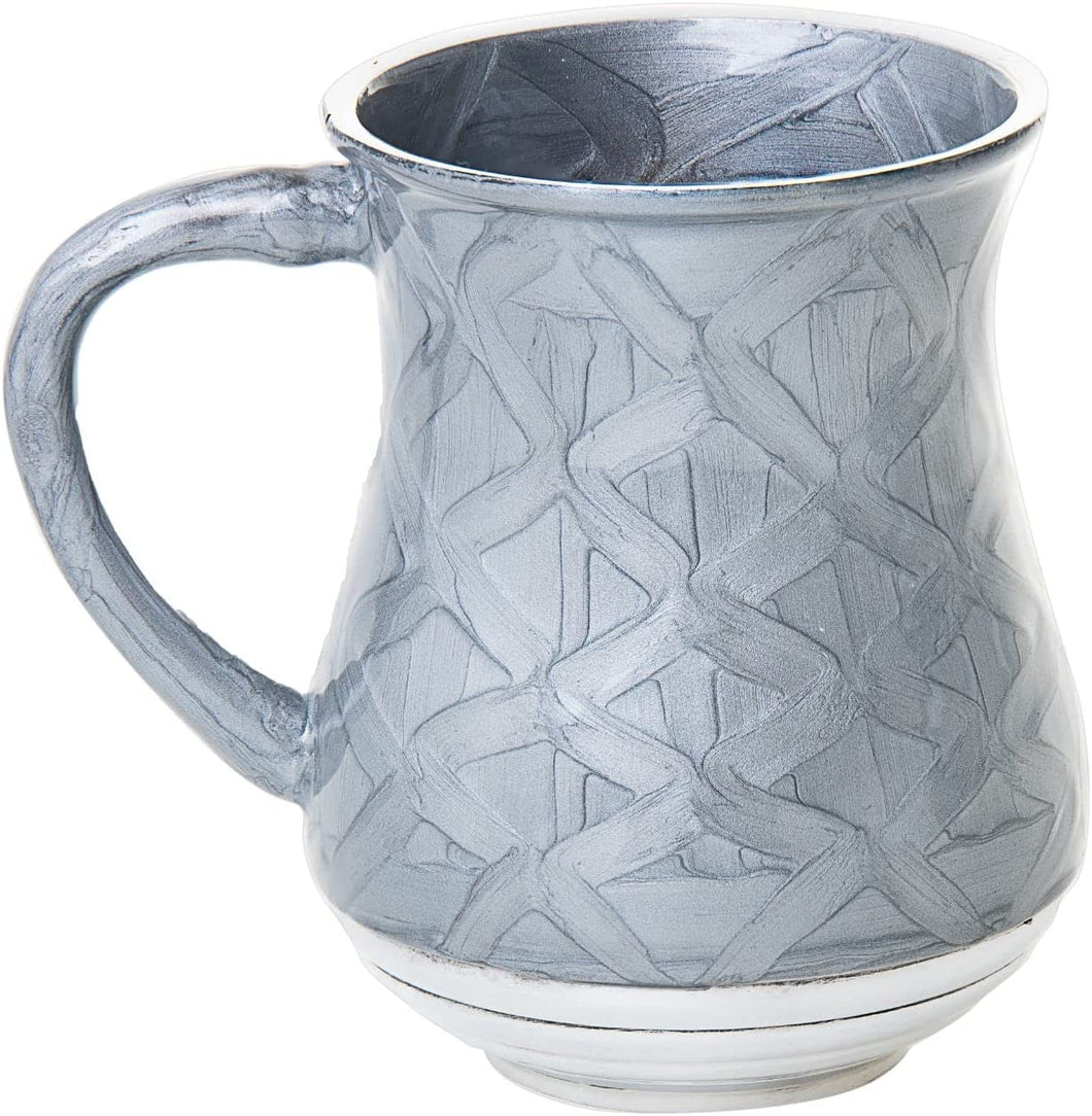 (D) Judaica Enamel Wash Cup Negel Vasser Cup 6'' H (Silver)