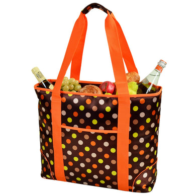 (D) Extra Large Insulated Cooler Tote, Picnic Backpack (Brown Dots)