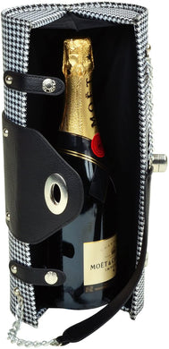 (D) Wine Bottle Carrier and Purse, Wine Holder, 30th Birthday Gifts (Houndstooth)