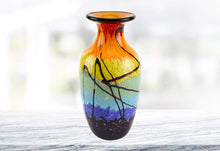 (D) Allura Murano Art Rainbow-Colored Glass Decorative Urn Flower Vase 10.5"
