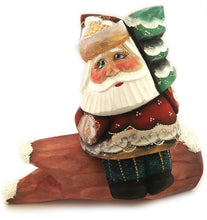 (D) Russian Souvenirs Vintage Santa Statue on Log