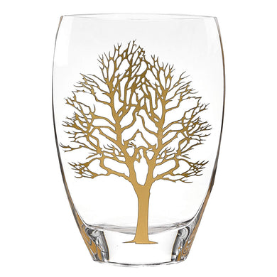 (D) Handcrafted 'Gold Tree of Life' Decorative Crystal Flower Vase 12