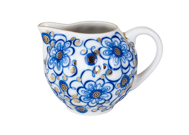 (D) Royalty Porcelain Lomonosov Cobalt Blue Winding Twig Creamer 3 Inch
