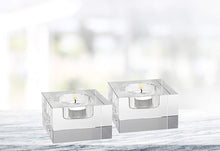 (D) Crystal Centerpiece Dakota 2-pc Set Clear T-Lite Block