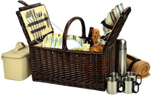 (D) Buckingham Basket for 4 with Blanket and Coffee Set for Outdoor (Green)