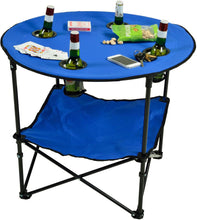 (D) Canvas Picnic Table Foldable Compact Table for Outdoor in a Case (Blue)