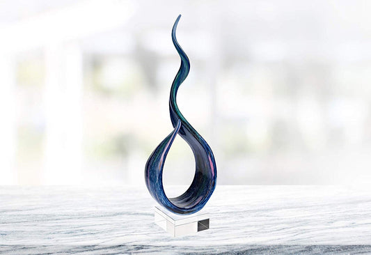(D) Handcrafted Murano Art Glass Monet Blue Spectrum Figurine 18" on Base