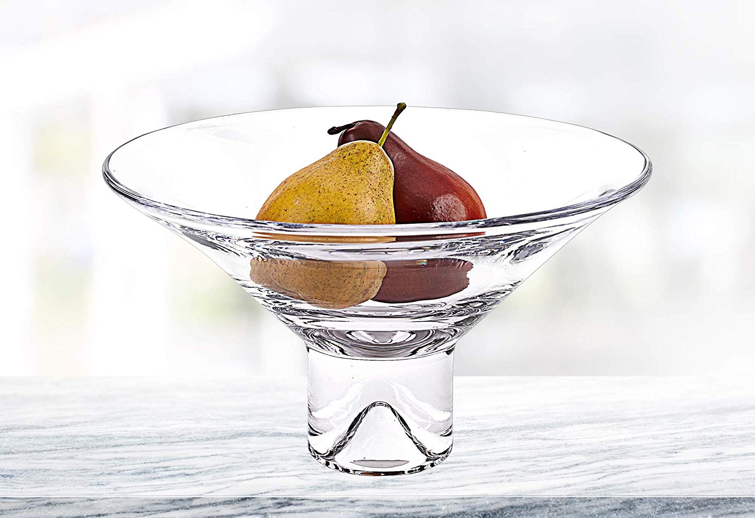 (D) Handcrafted 'Monaco' Crystal Glass Clear Centerpiece Serving Bowl 12"D