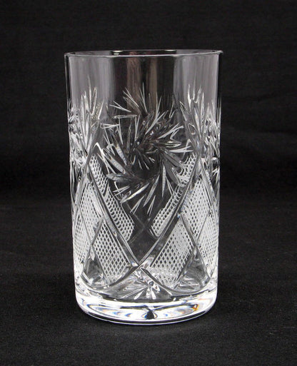 Set of 3 Crystal Glasses for Coffee or Tea with Vintage Cut Design 8 oz