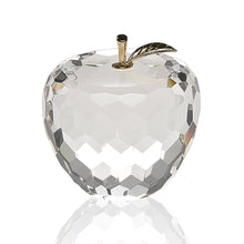 (D) Handcrafted 'Gold Leaf' Crystal Glass Centerpiece Apple Figurine