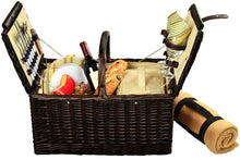 (D) Surrey Picnic Basket for 2 with Blanket Set for Outdoor (Yellow)