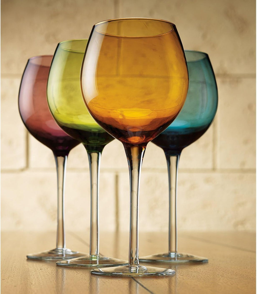 Colored Goblet Wine Glasses, Multicolor, Set of 4, 16 oz. 8.75