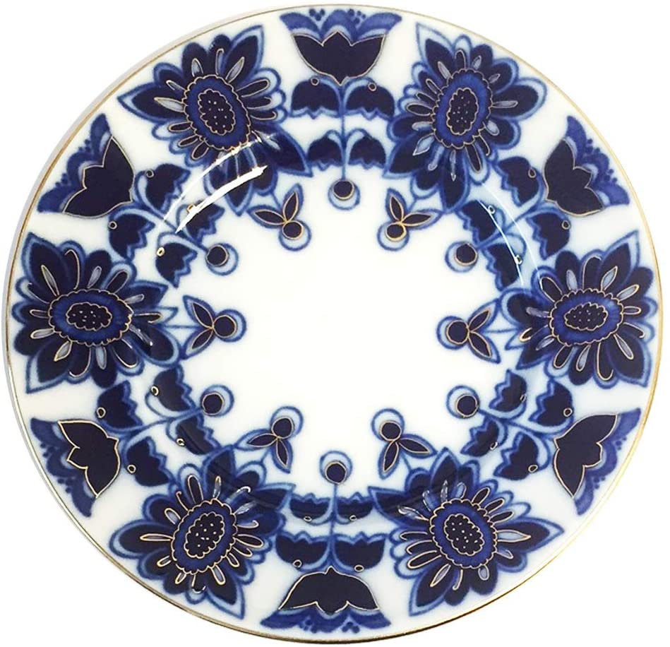 (D) Royalty Porcelain Lomonosov Dessert Plate 6 Inch Cobalt Net Blue