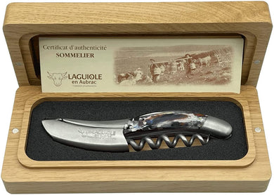 (D) Laguiole Sommelier Waiter's Corkscrew (Arlequin Handle, Brushed Bolster)