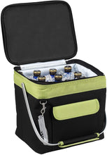 (D) Beverage and Food Cooler, Picnic Backpack Bag with Corkscrew (Black Green)