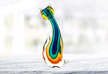 (D) Handcrafted Murano Art Glass Multi-Colored Cat Figurine 11", Sculpture