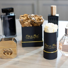 (D) Luxury Long Lasting Roses in a Black Box, Preserved Flowers 4'' (Champagne)