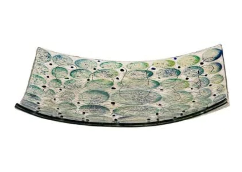 (D) Judaice Matzah Plate Blue and Green Passover Tray 12x8''