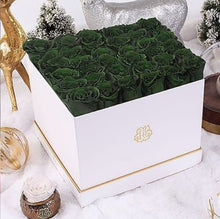 (D) Luxury Long Lasting Roses in a White Box, Preserved Flowers 10'' (Blue)