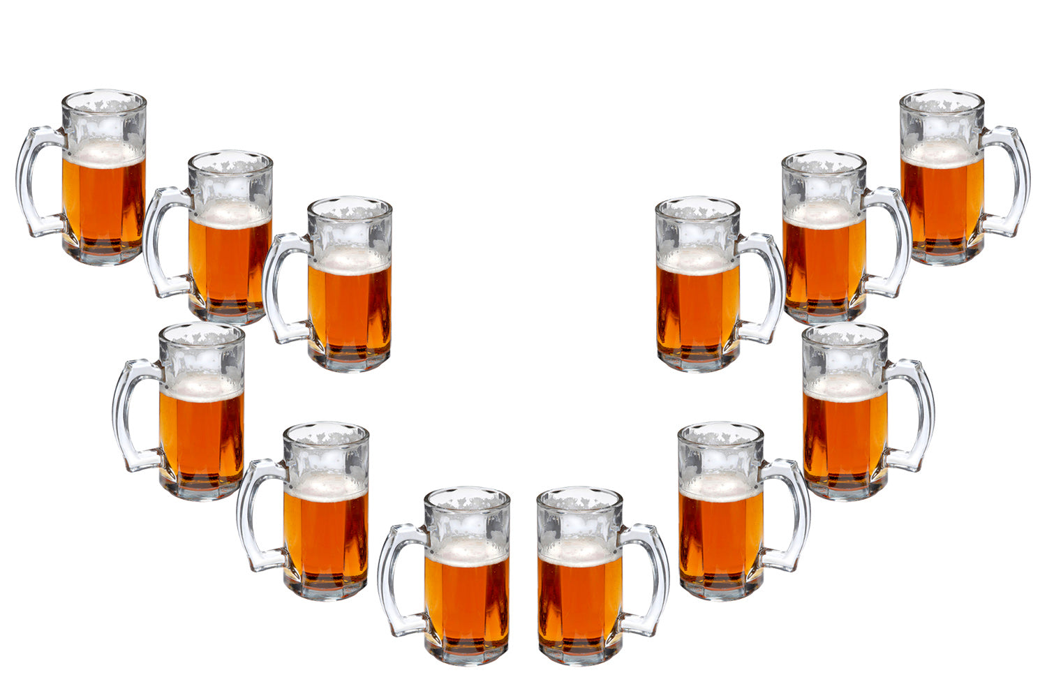 Prestige Mug, Beer Glasses 14 Oz, Modern Clear Party Glassware Set of (12)