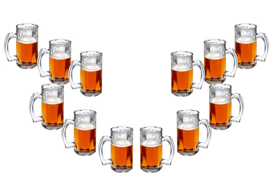 Prestige Mug, Beer Glasses 14 Oz, Modern Clear Party Glassware Set of (12)