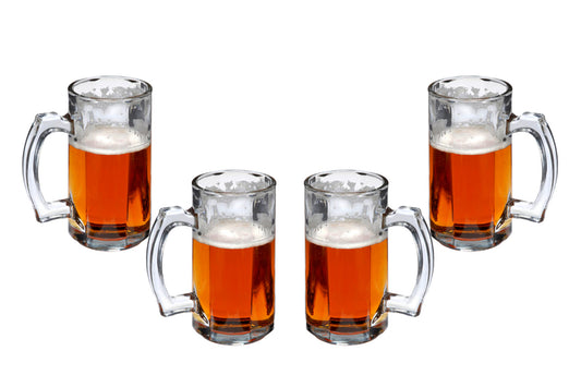 Prestige Mug, Beer Glasses 14 Oz, Modern Clear Party Glassware Set of (4)