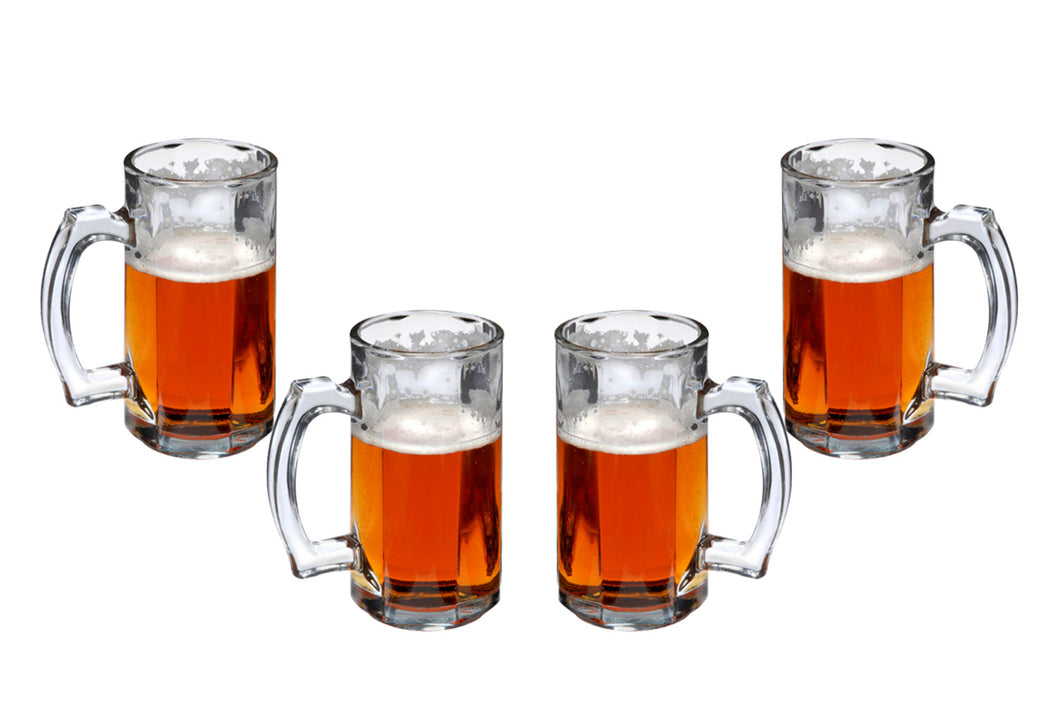 Prestige Mug, Beer Glasses 14 Oz, Modern Clear Party Glassware Set of (4)