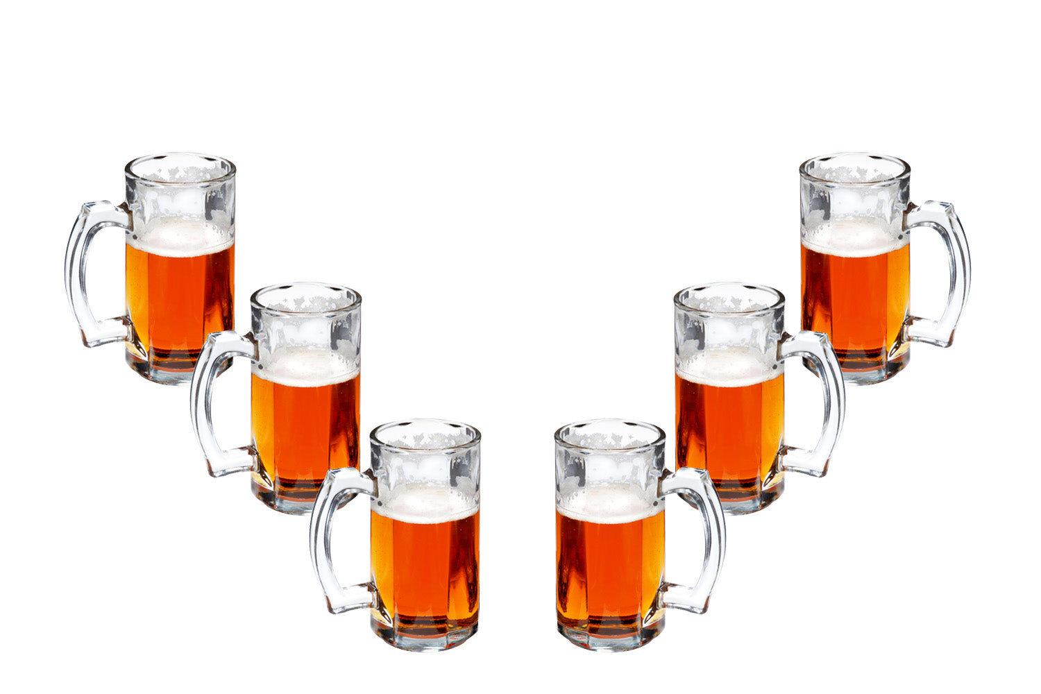 Prestige Mug, Beer Glasses 14 Oz, Modern Clear Party Glassware Set of (6)