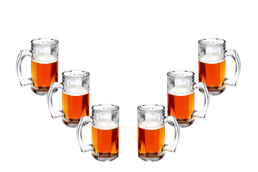 Prestige Mug, Beer Glasses 14 Oz, Modern Clear Party Glassware Set of (6)