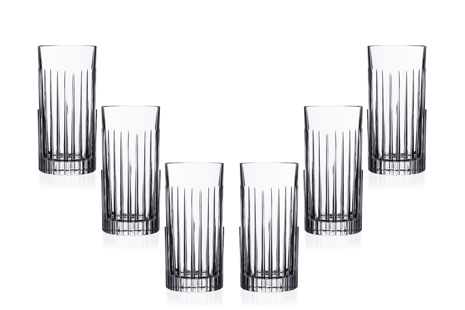 Timeless Highball Glasses 15 Oz, Modern Crystal Cut Glassware Set of (6)